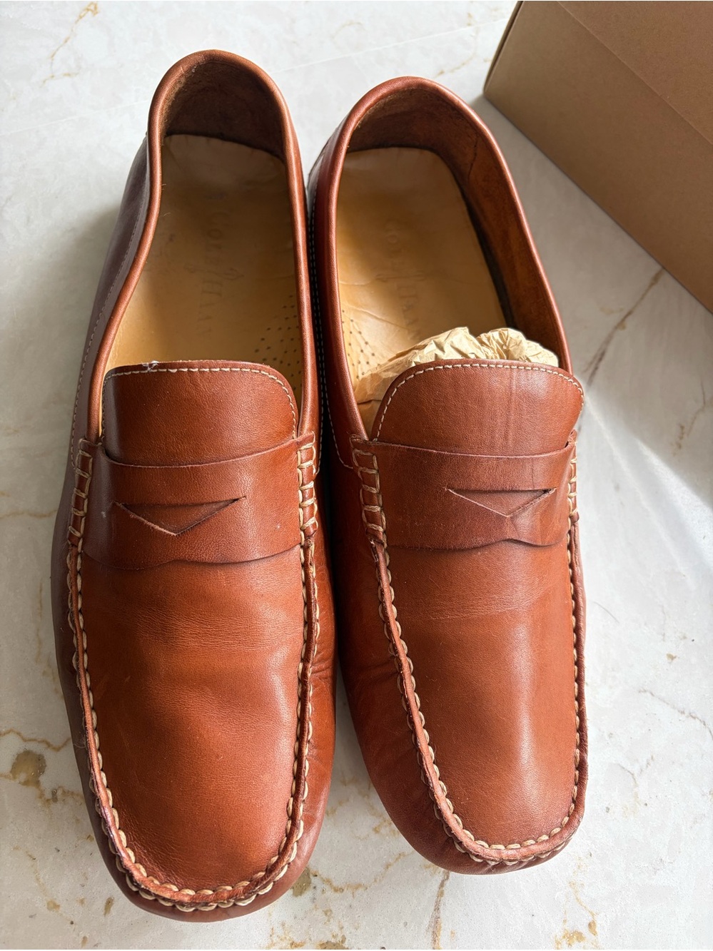 Cole Haan Men's Howkand Penny Loafers in Saddle Tan Size 10.5